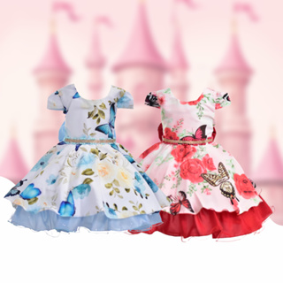 Vestido Infantil Jardim Encantado - Estilo Borboleta Delicado para Menina Festa em Oferta na Shopee