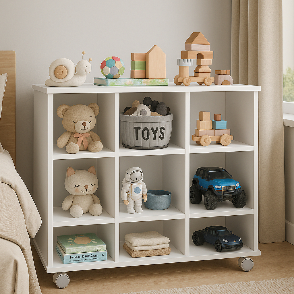 Estante Infantil Organizadora Brinquedos com Rodinhas 9 Nichos MDF Quarto nichos móvel multiuso em Oferta na Shopee