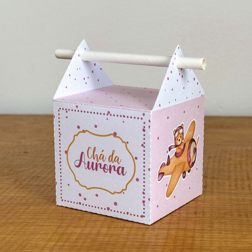Caixa Canudo Personalizada | Chá de bebe Lembrancinha Ursinha
