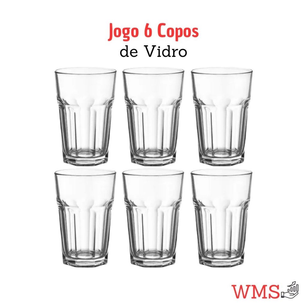 Kit 6 Copos Vidro 525ml /400 ML   Long Drink Copo Grande Resistente