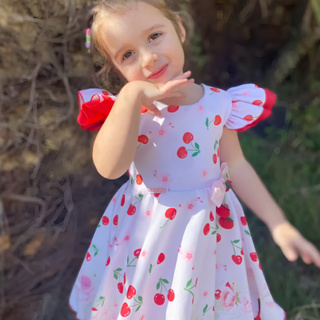 Vestido Infantil Temático Cerejinha Luxo Festa Fantasia Princesa Delicado Menina em Oferta na Shopee