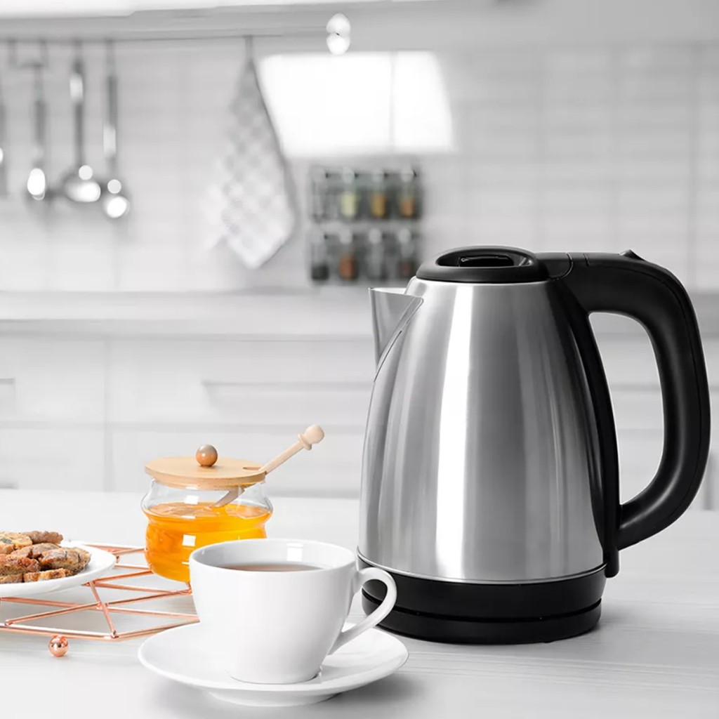 Chaleira 110V Jarra Elétrica Térmica Bule Com Tampa Inox Prateada 1.8litros