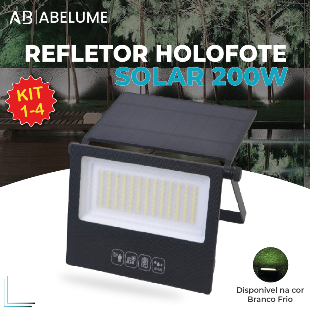 Refletor Solar Led 200w Placa Solar Prova Dágua Ajustável Dobrável