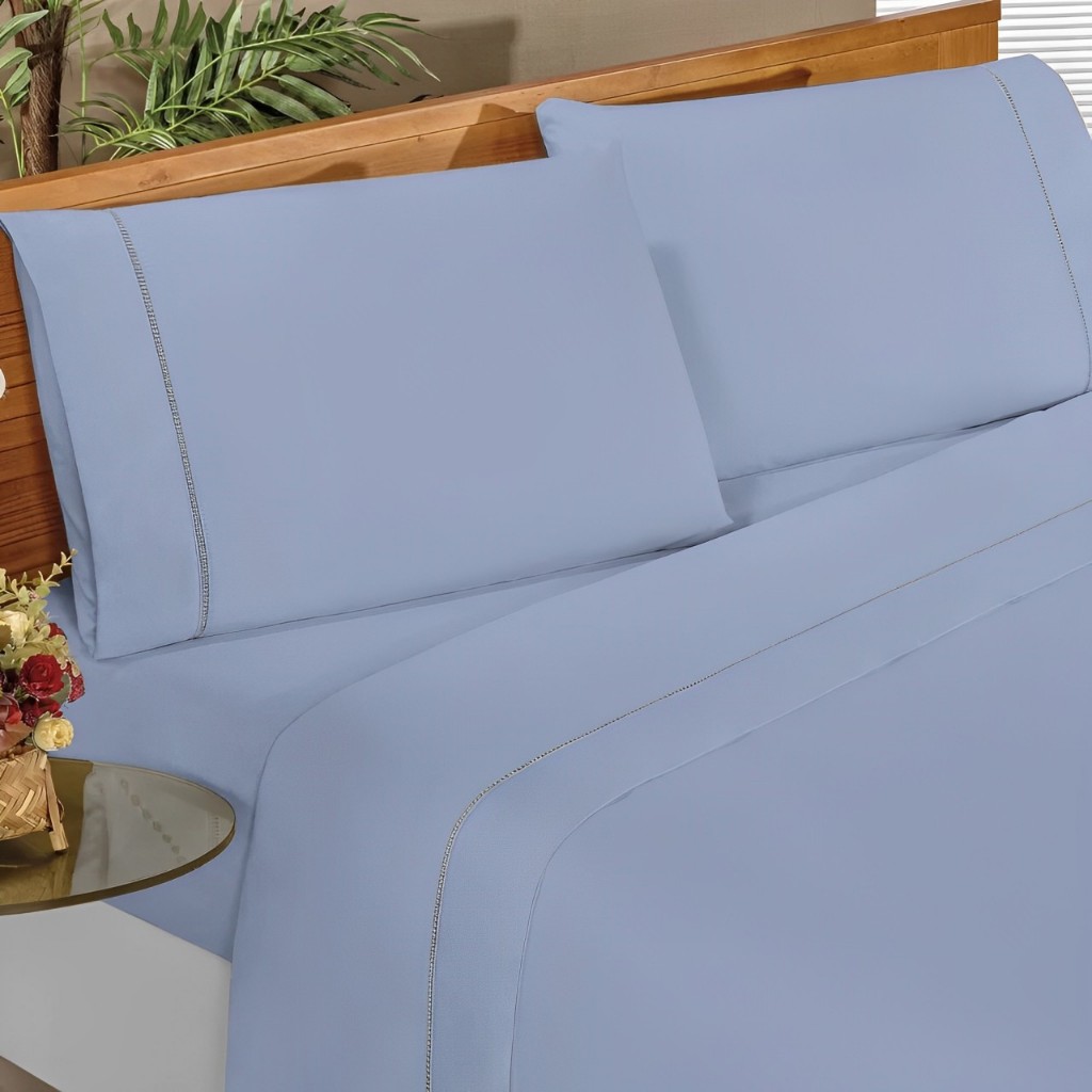 Kit Jogo de Lençol MicroPercal 3 e 4 Peças Solteiro/Casal/Queen/King com Porta Travesseiro Ponto Palito 400 Fios Macio