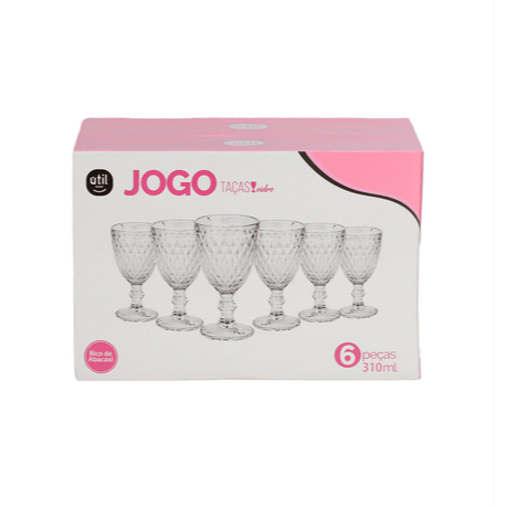 Jogo De Taças 310ml Bico de Abacaxi Vidro Transparente Útil Bazar Oferta