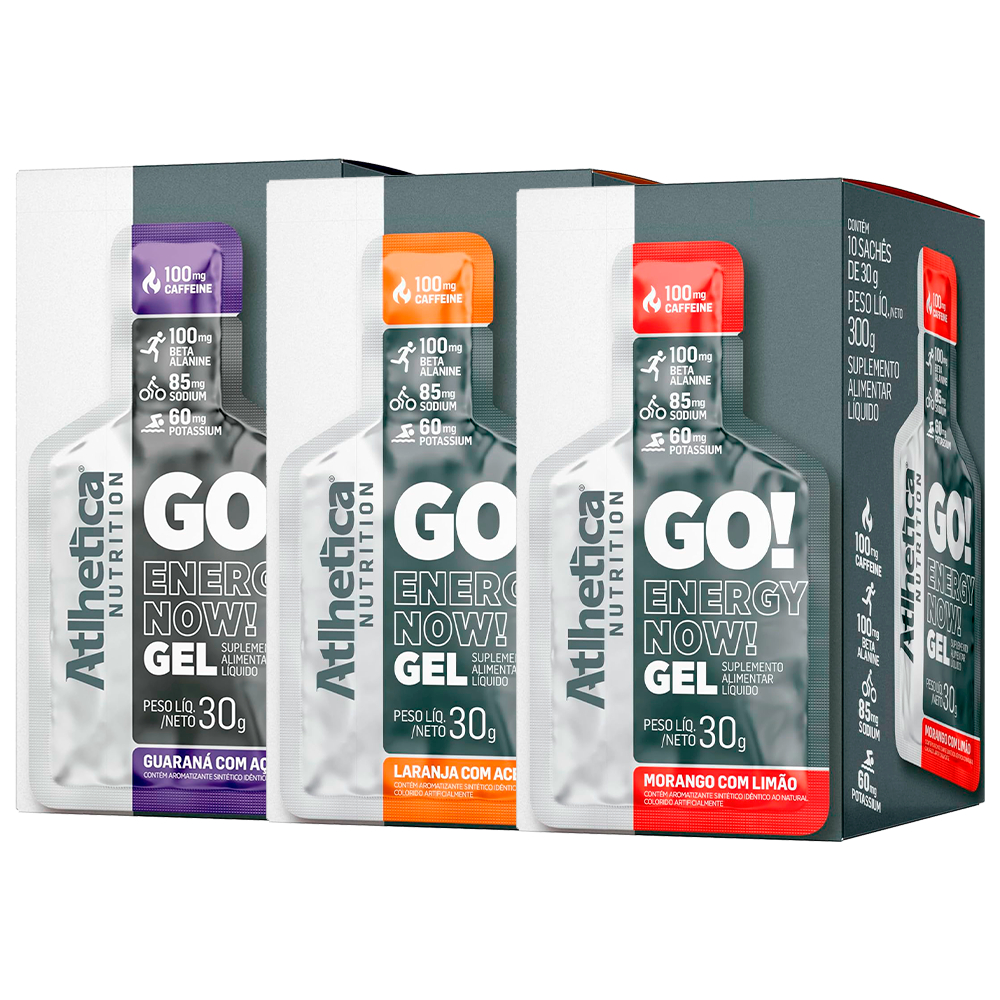 Kit 3x Displays Go! Energy Now Gel Atlhetica - 30 Sachês 30g Suplemento Energético com Cafeína em Oferta na Shopee