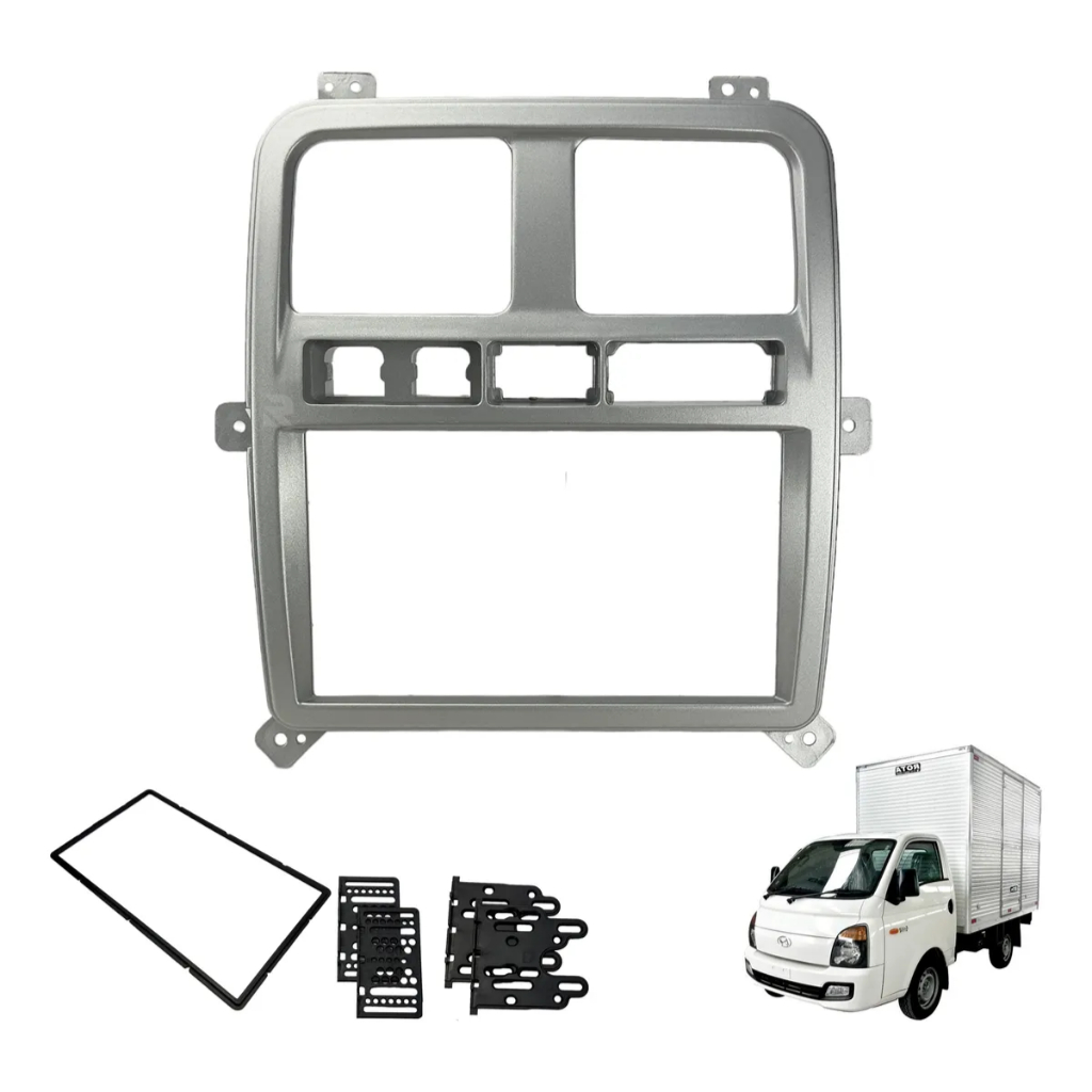 Moldura Prata Painel 6.8/7 Polegadas 2 Din Hyundai Hr 2020 A 2023 Ar Digital Fiamon
