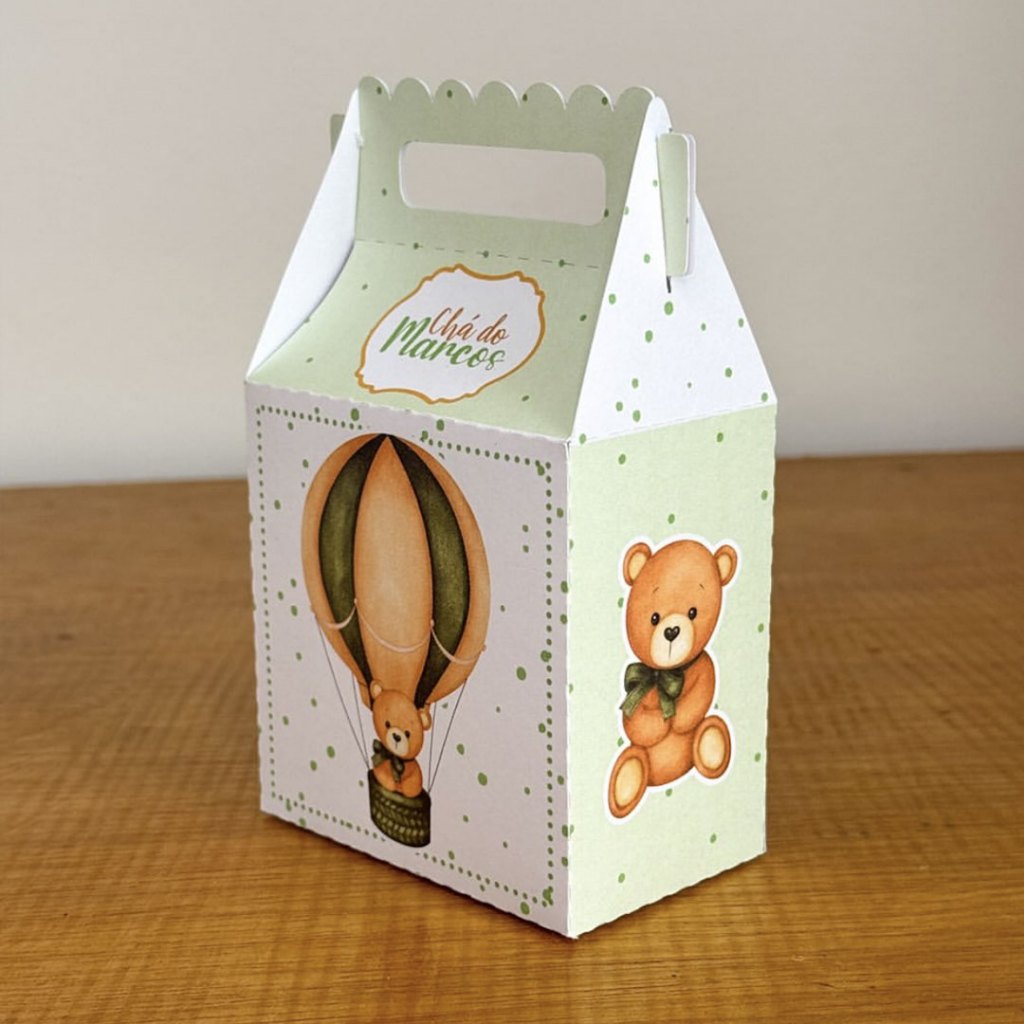 Caixa Maletinha Joy Personalizada | Chá de bebe | Lembrancinha Ursinho verde