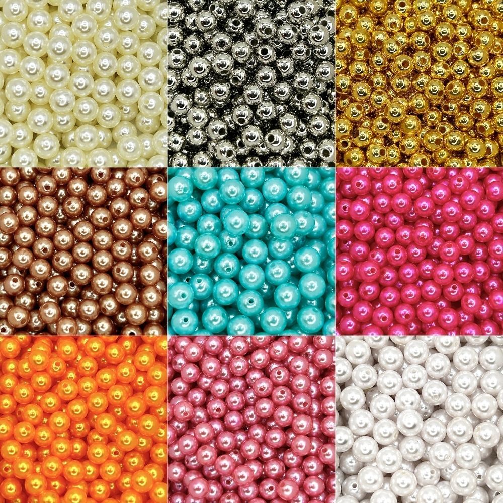 Pérolas ABS 8mm 200 unidades Artesanato Pulseira Cordão em Oferta na Shopee