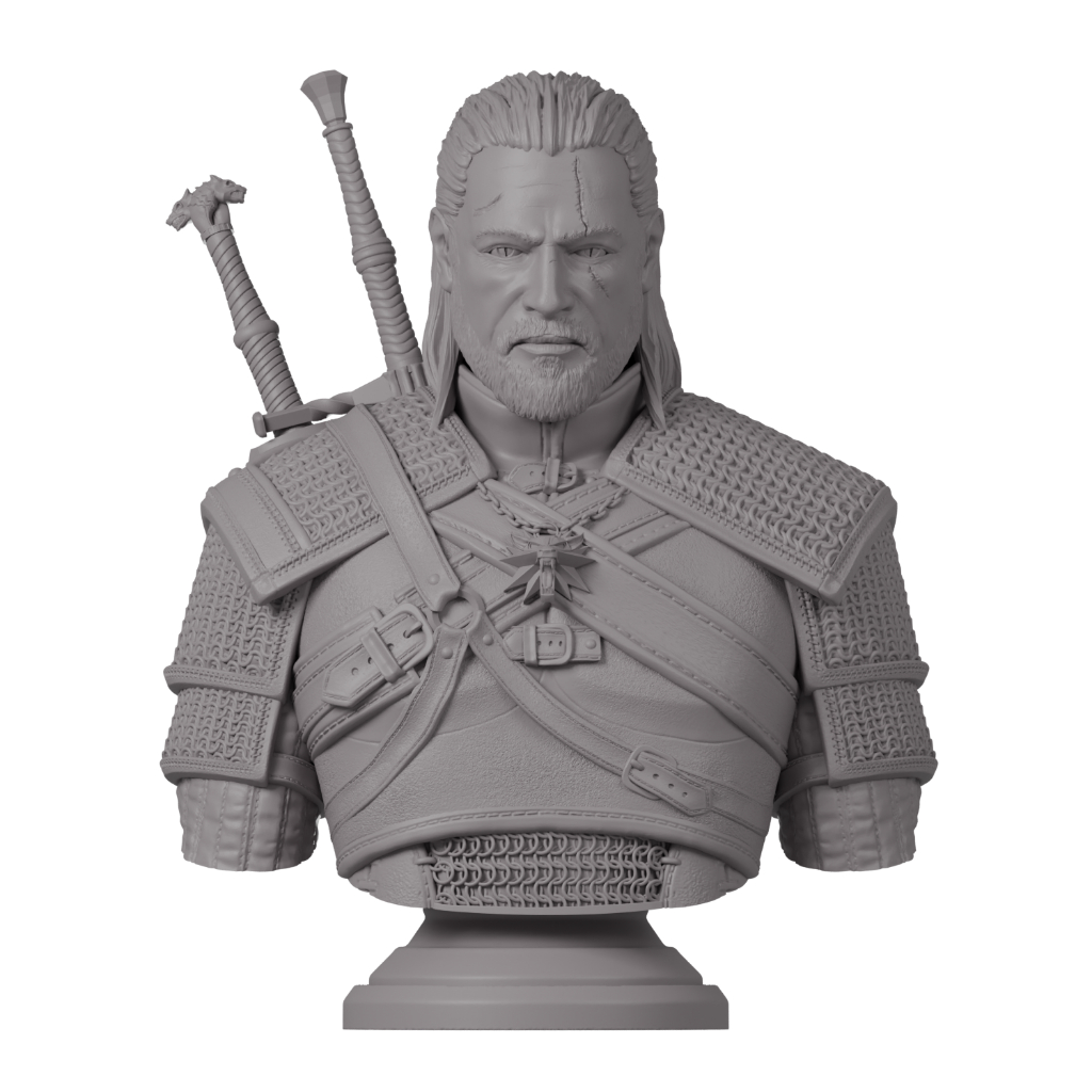 Busto Geralt de Rivia The Witcher Cinza Resina action figure