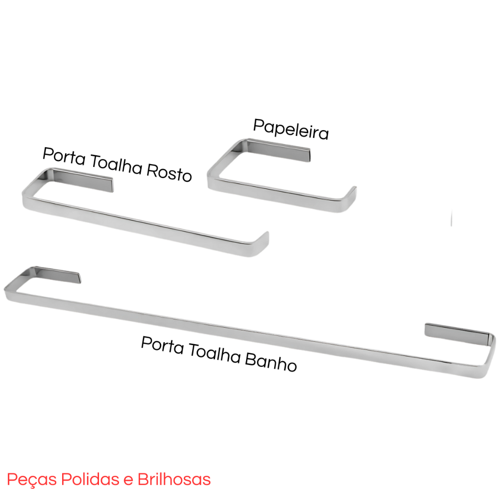 Kit Para Banheiro 3 Peças Porta Toalha Banho + Porta Toalha Rosto + Papeleira em Oferta na Shopee