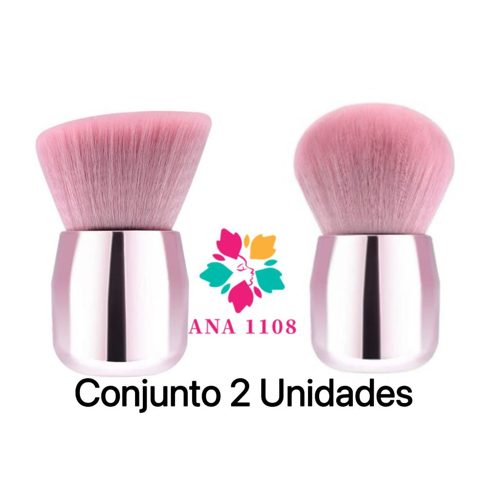ANA1108 Conjunto Pincéis De Maquiagem De 2 Unidades Facial Pó Blush Base Rosa Kabuki