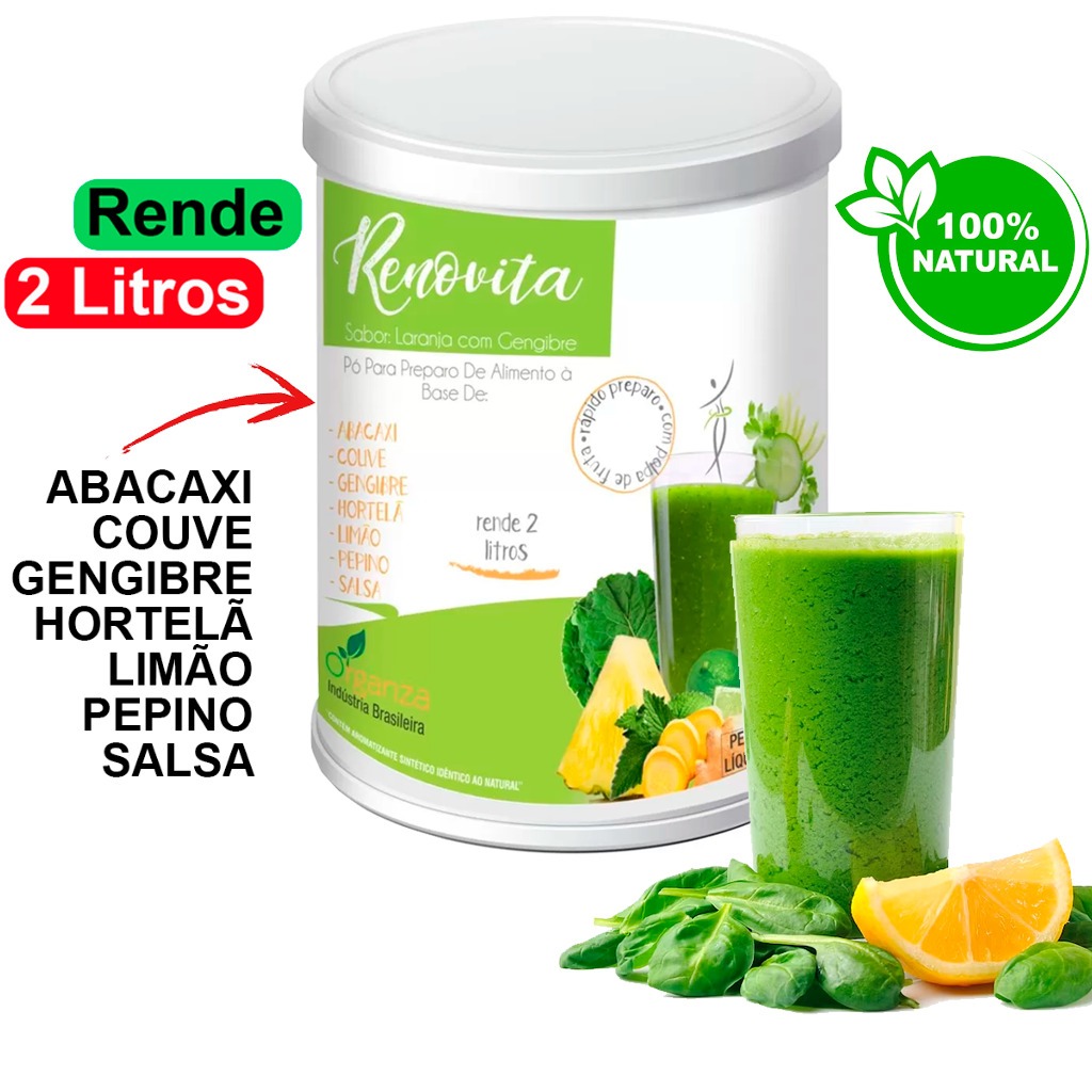 Suco Verde com Gengibre 200g - Organza Atacado Rende 2L - fardo de alimentos - greemy - detox