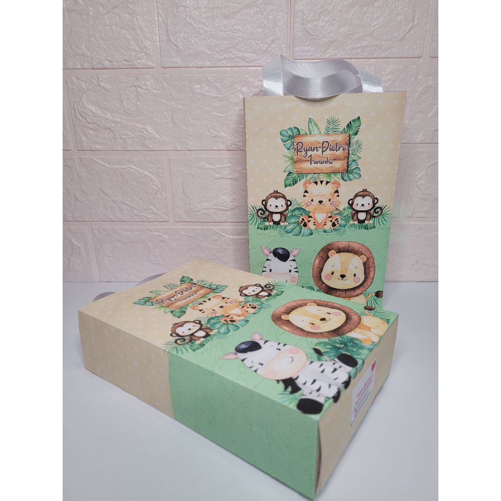Sacolinha personalizadas Safari Baby / Lembrancinhas personalizadas pra aniversário/ kit festa/ Sacolinha de papel