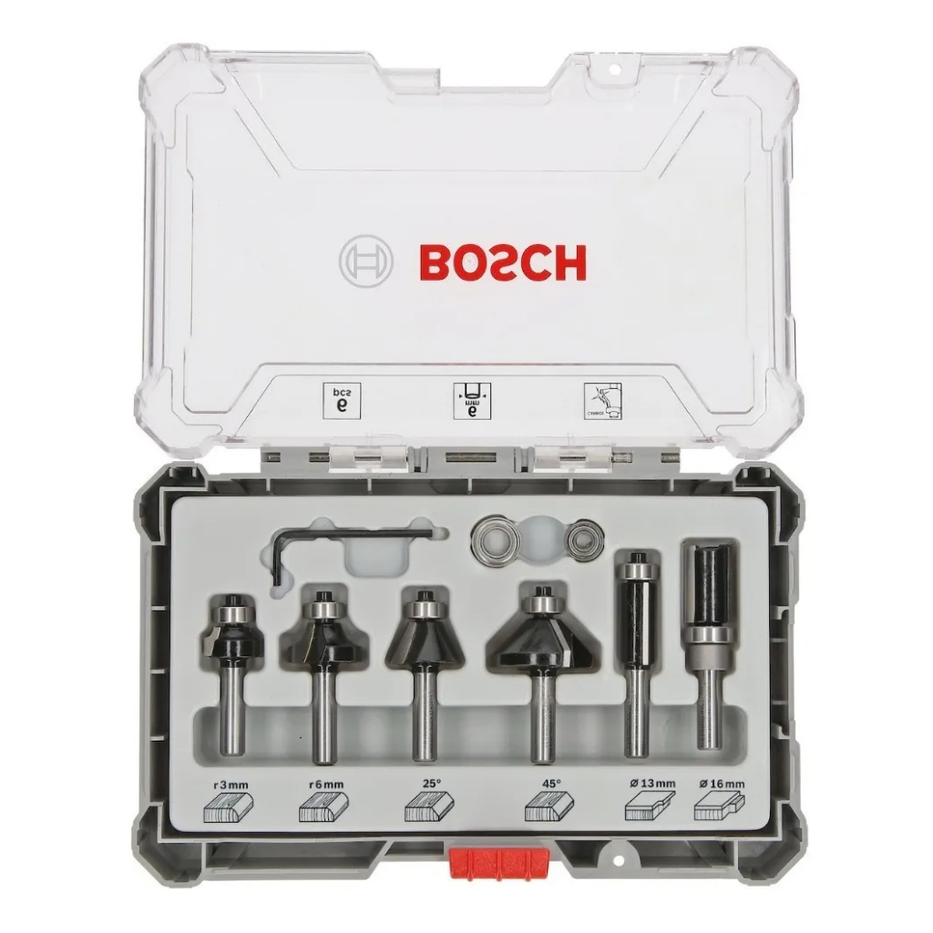 Jogo De Fresas Bosch 6 Peças p/ Tupia Madeira 6mm Kit · foto 2