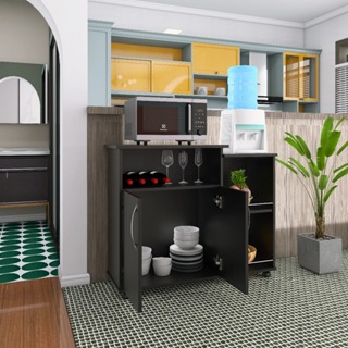 Armário com Fruteira – 2 Portas, Nicho e Tampo para Micro-ondas em Oferta na Shopee