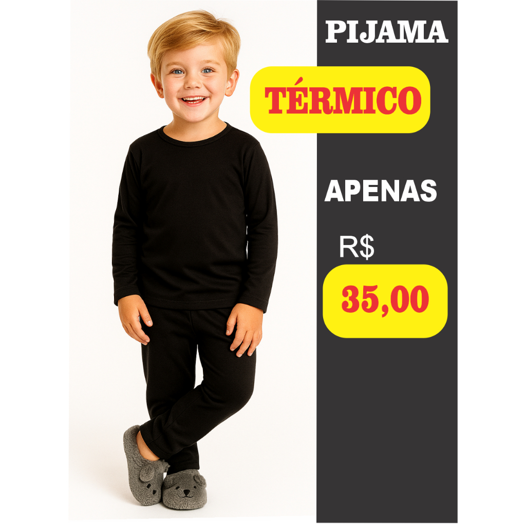 Pijama Infantil Térmico Flanelado do Tamanho 2 ao 12