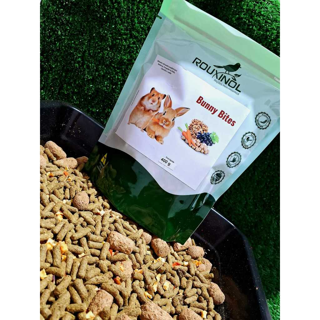 Bunny Bites Alimento extrusado para Roedores, Porquinho da Índia, Chinchila e Coelho - 400g