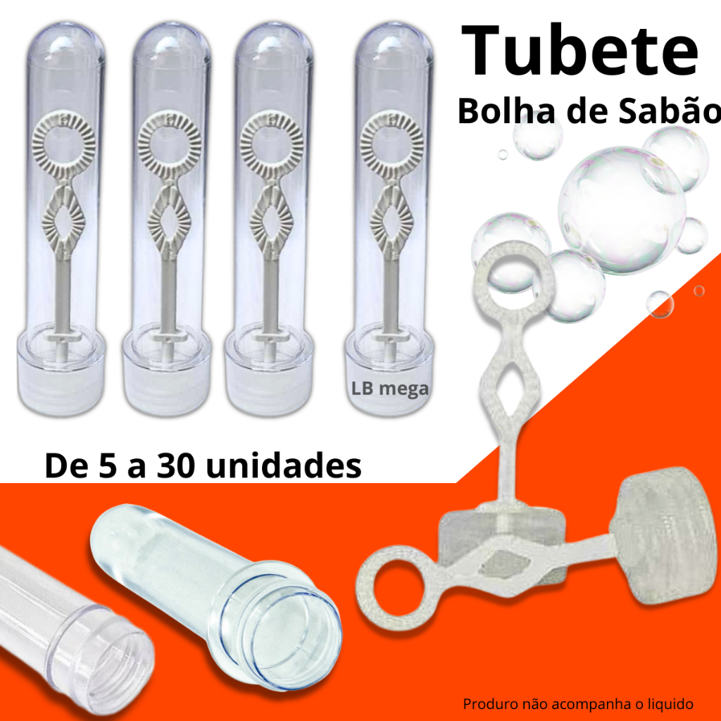 5/10/20/30 Tubete Bolha de Sabão 13cm Para Lembrancinhas Brindes e Festa e Tubo De Ensaio