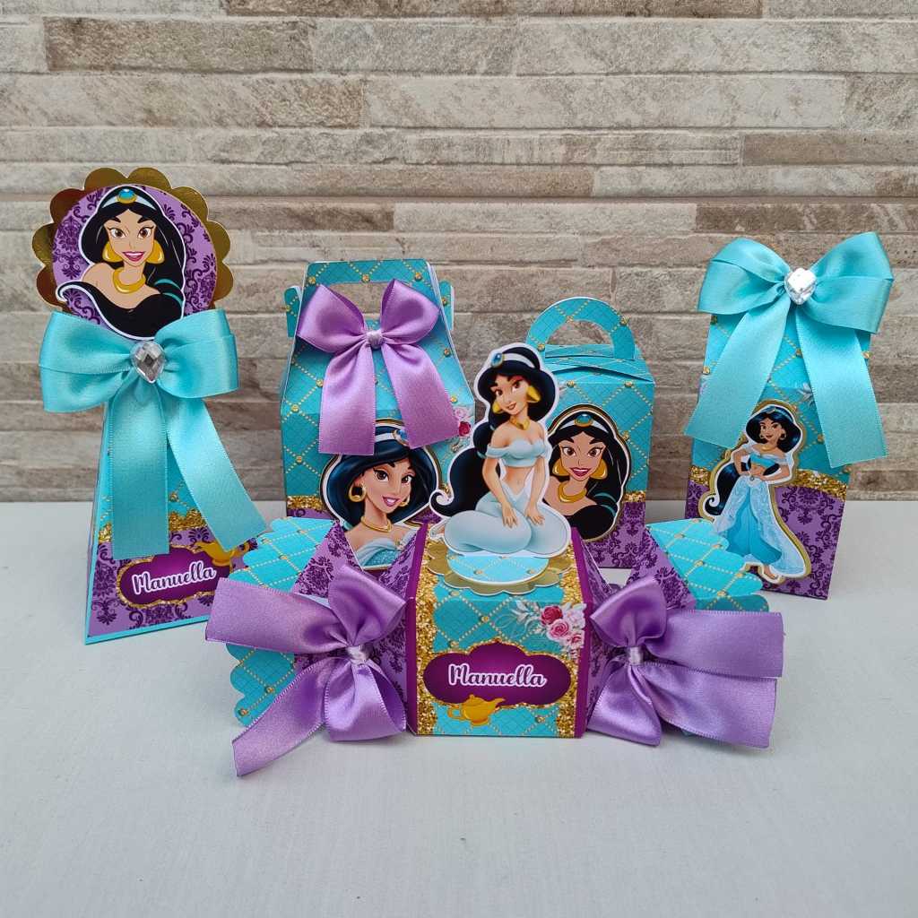 Kit Festa Princesa Jasmine luxo / Caixinhas 3D/ Personalizado Vai montado / Lembrancinha Aniversário/ Festa Infantil