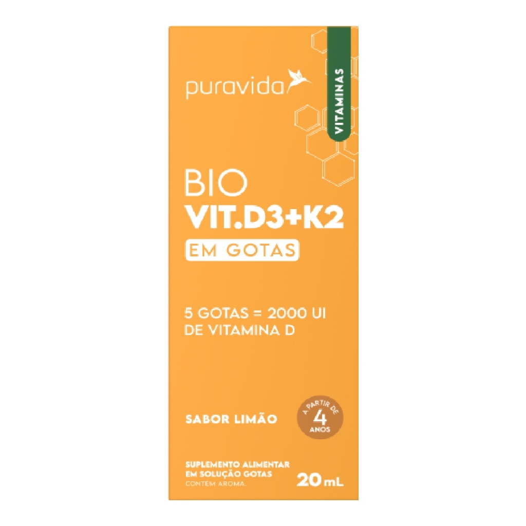 Vitamina D3 + K2 Gotas 20 Ml Pura Vida - Health