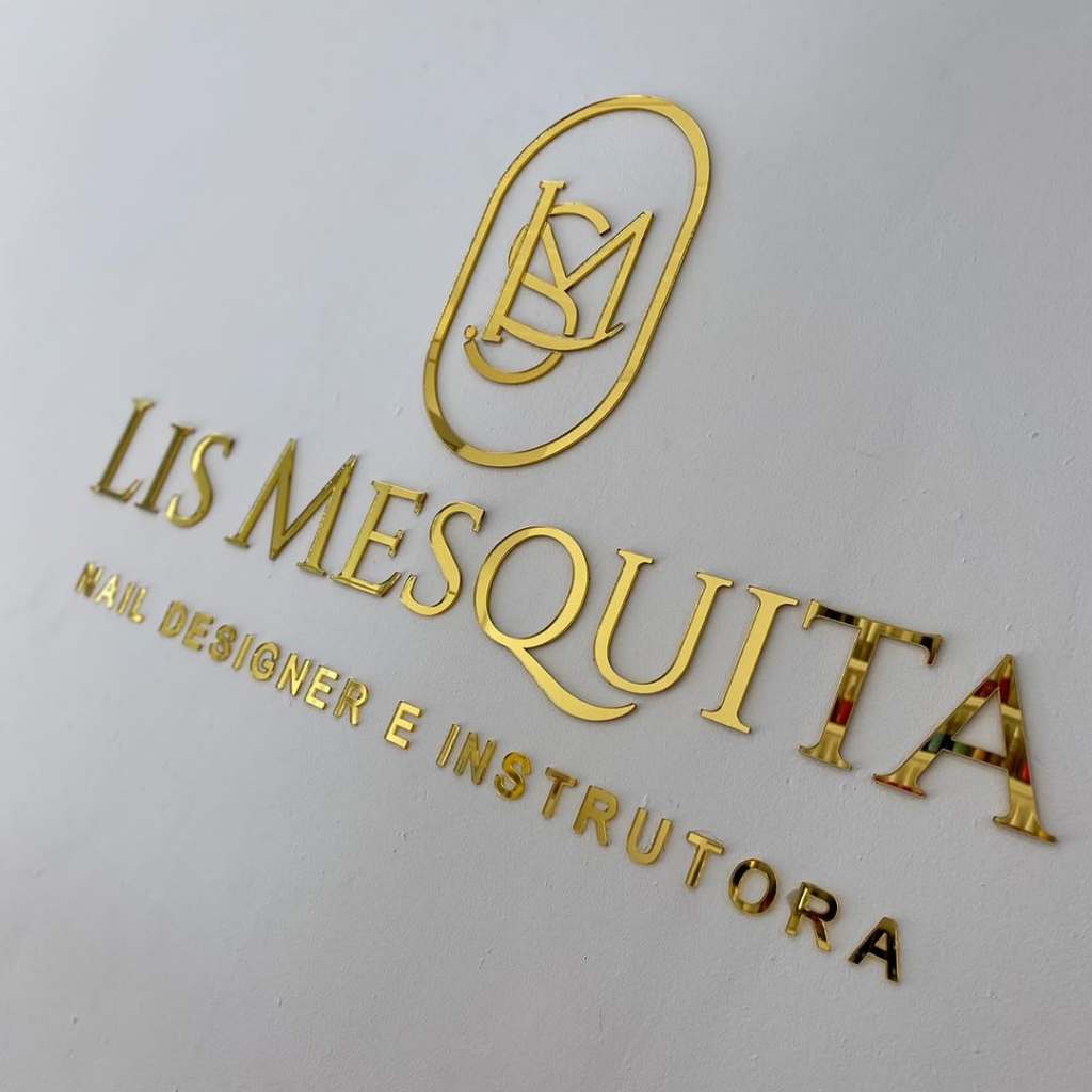 Letreiro Logo Acrílico Espelhado 2mm Personalizado + Gabarito Instalação Decoração Enfeite