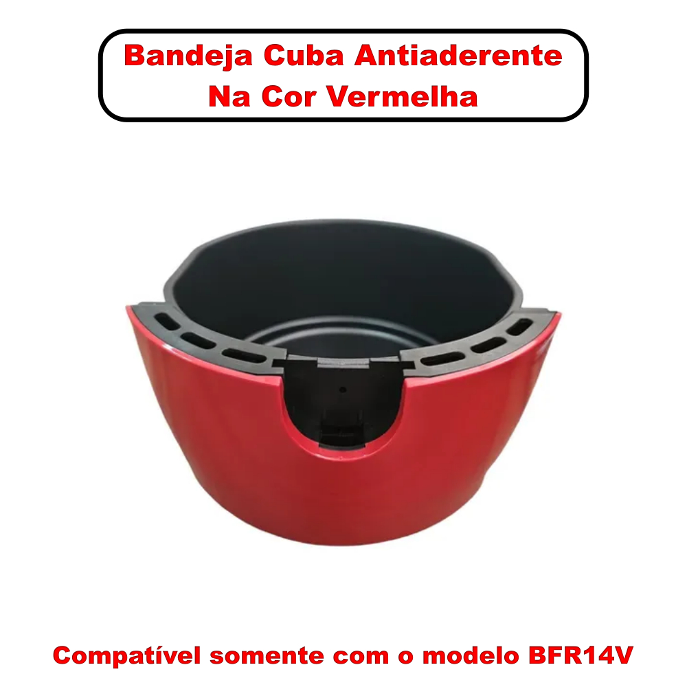 Bandeja Cuba Antiaderente para Air Fryer Britânia BFR14V – 4,2L - Na Cor Vermelha