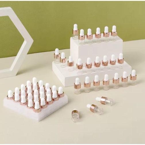 Conta-Gotas De Vidro Rose Gold 1ML Com Pipetas Kit Com 10 Unidades