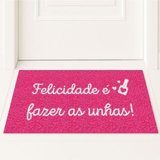 Tapete Capacho Felicidade é Fazer as Unhas 80x40 Pink Nails em Oferta na Shopee