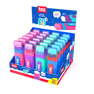 Caneta Borracha Fit - Cores Sortidas - Tris em Oferta na Shopee