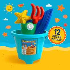 Baldinho Infantil de Praia – Kit 12 Peças Como Moldes, Pás e Regador – Brinquedo Para Areia, Piscina e Jardim