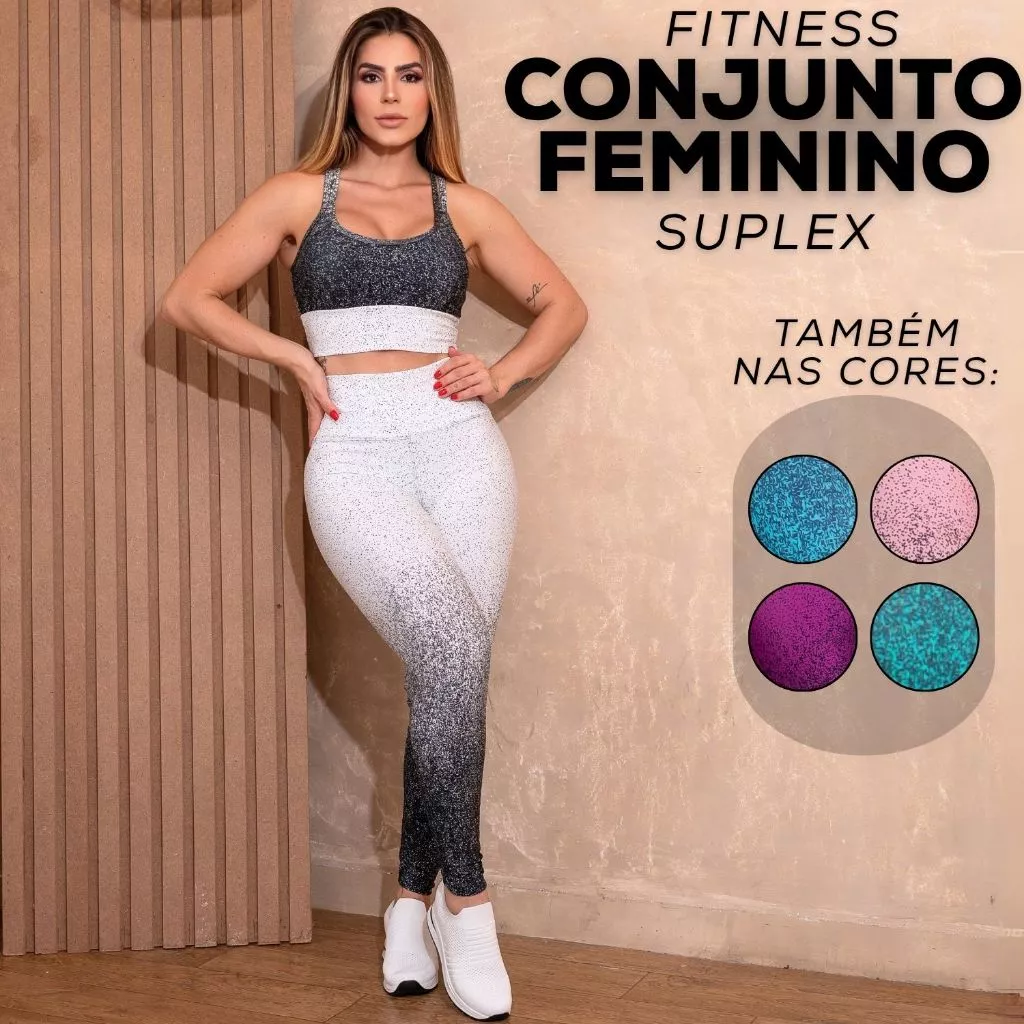 Conjunto Feminino Esportivo Degradê Zero Transparência Top com Bojo Calça Legging Modeladora de Cintura — imagem 1