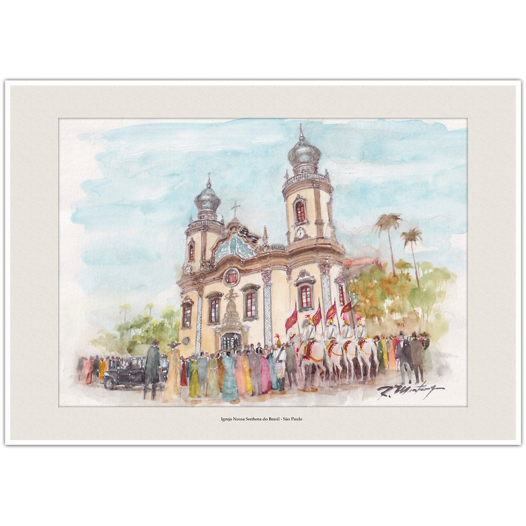 Igreja Nossa Senhora do Brasil - São Paulo | Arte Aquarela para Quadro Decorativo | Decoração | A4
