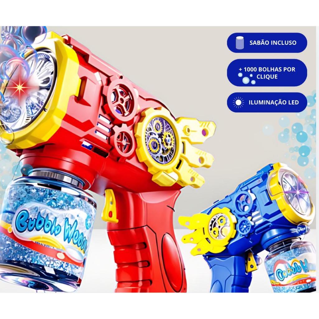 Brinquedo Arminha De Bolha De Sabão Lança Bolhas Infantil Automática Com Luz Led Coloridas