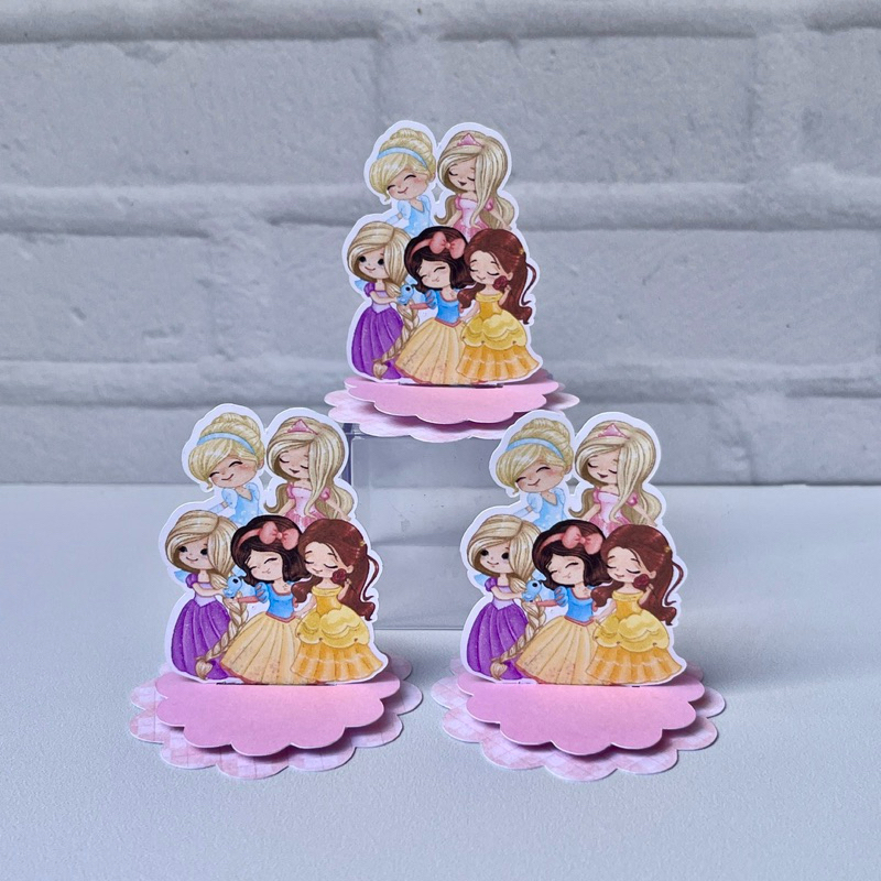 Kit Aplique 3D, 10,20 e 30 und. Tag Personalizada Princesa Cute, Festa, Lembrancinha.
