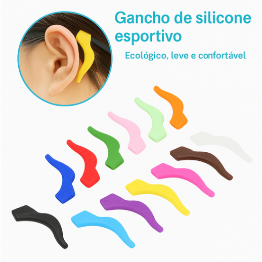 Gancho de Silicone Antiderrapante para Óculos – Esportivo e Confortável (Par) Óculos / Esportes em Oferta na Shopee