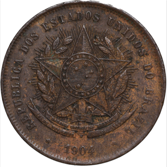 Brasil 20 Réis 1904 Vintém De Bronze Linda Moeda