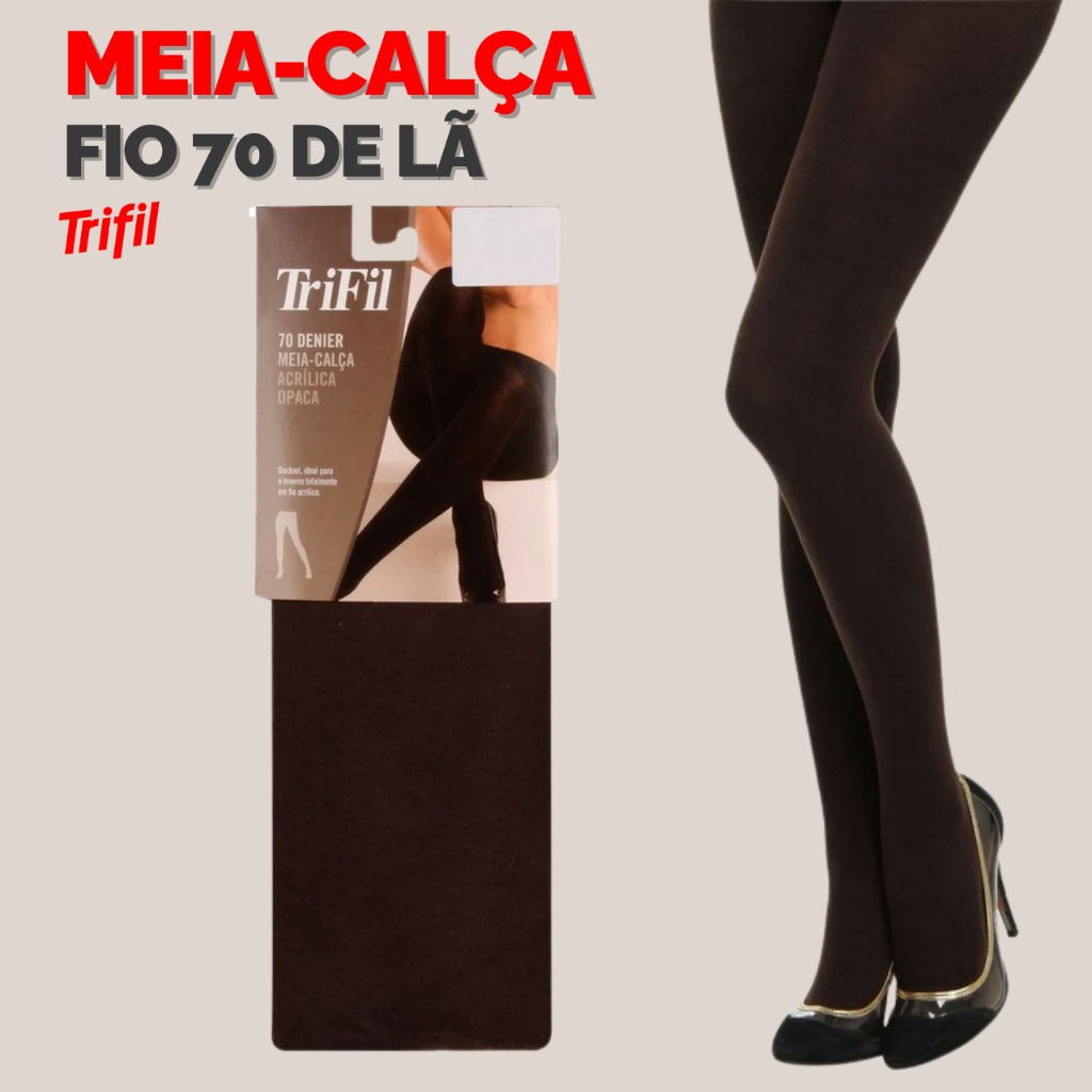 Meia Calça Trifil Acrílica Fio 70 Meia calça de lã toque quentinho para dias frios T06334