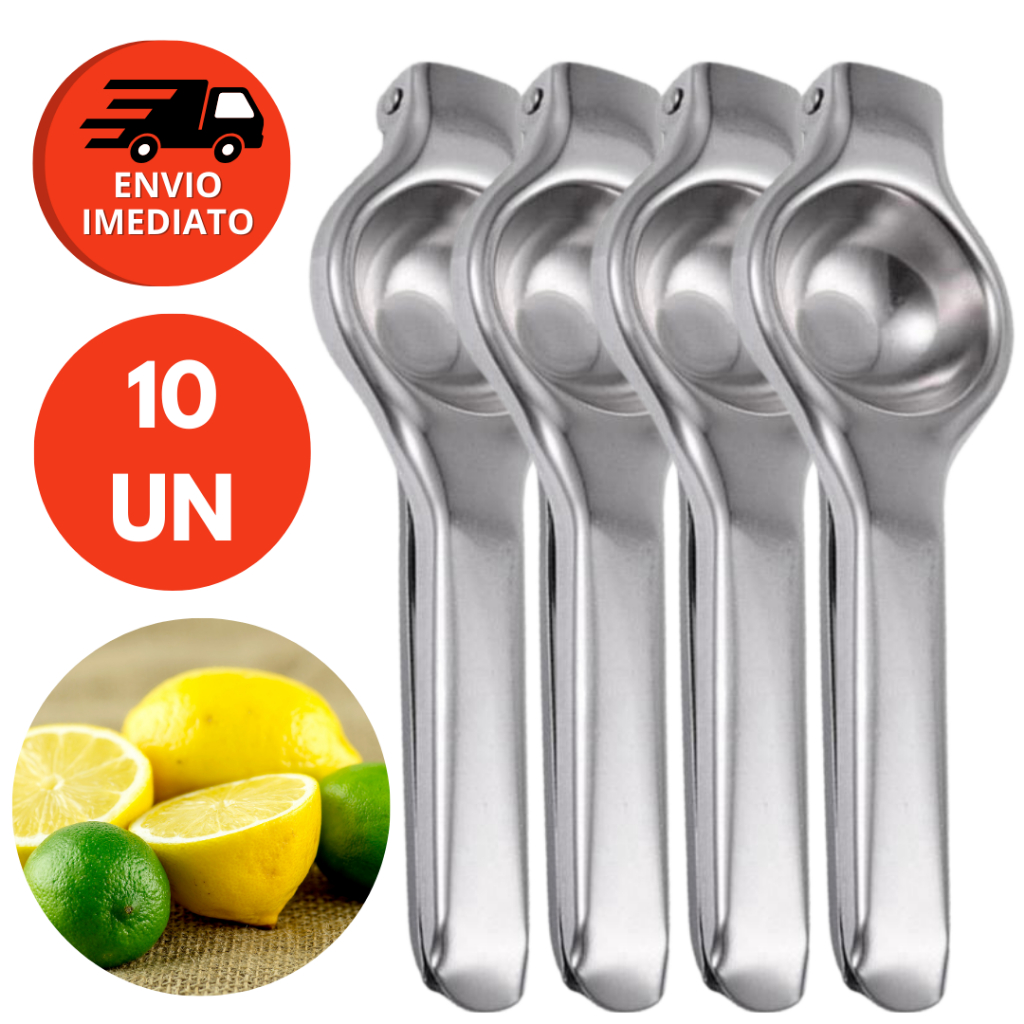 Kit 10 Un. Espremedor Amassador De Limão Frutas Inox Manual Reforçado Bar Drink BebidaS