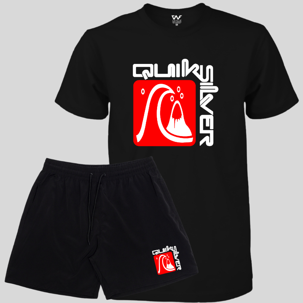 Conjunto Quiksilver Bermuda Masculina Elastano + Camiseta Masculina Algodão
