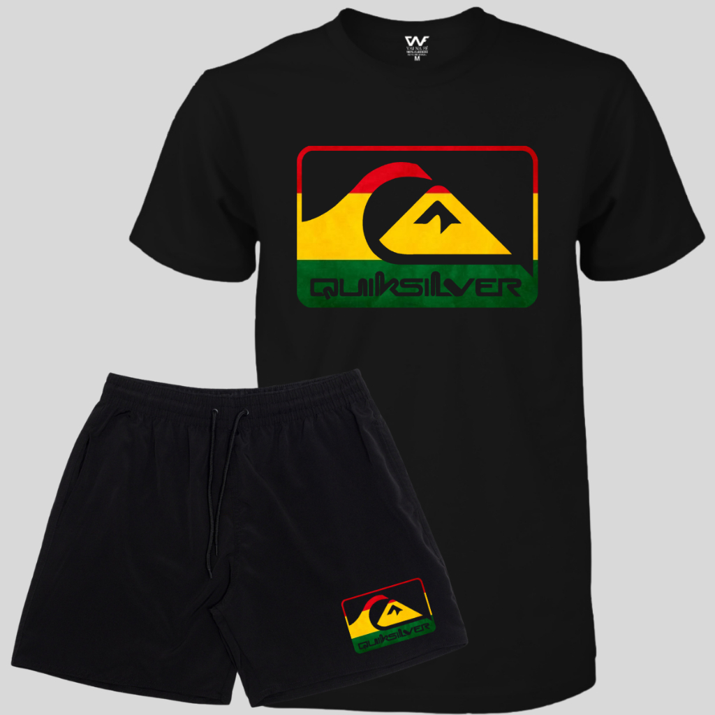 Conjunto Quiksilver Short com Elastano + Camiseta Masculina Lançamento