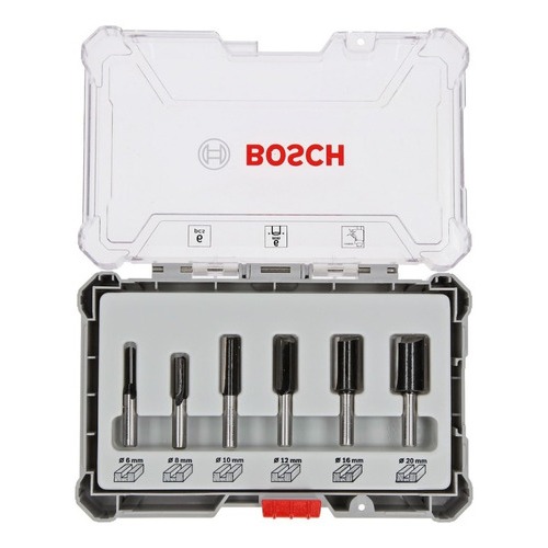 Jogo Fresas Retas Bosch Standard 6 Pcs Encaixe 6mm