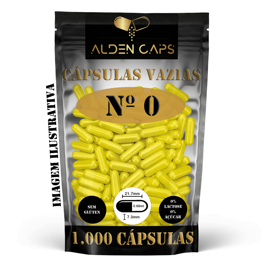 1.000 Cápsulas Vazias de Gelatina Amarela Nº 0 (500mg)