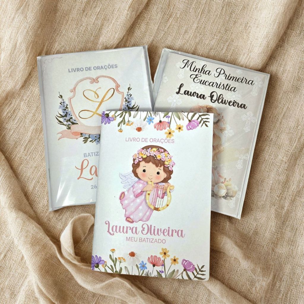Kit Batizado Livrinhos de Oração/Comunhão/Eucaristia – Lembrancinhas Religiosas Personalizadas em Oferta na Shopee
