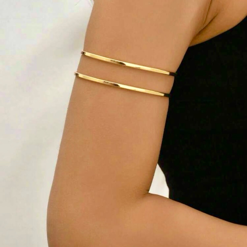Bracelete Minimalista Duas Voltas Dourado Indiano Pulseira de Braço Unissex Feminino Delicado da Moda Presente SHP45 em Oferta na Shopee