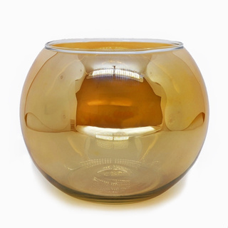 Vaso Aquário Redondo 4l Vidro Reciclado Âmbar Dourado Decor em Oferta na Shopee