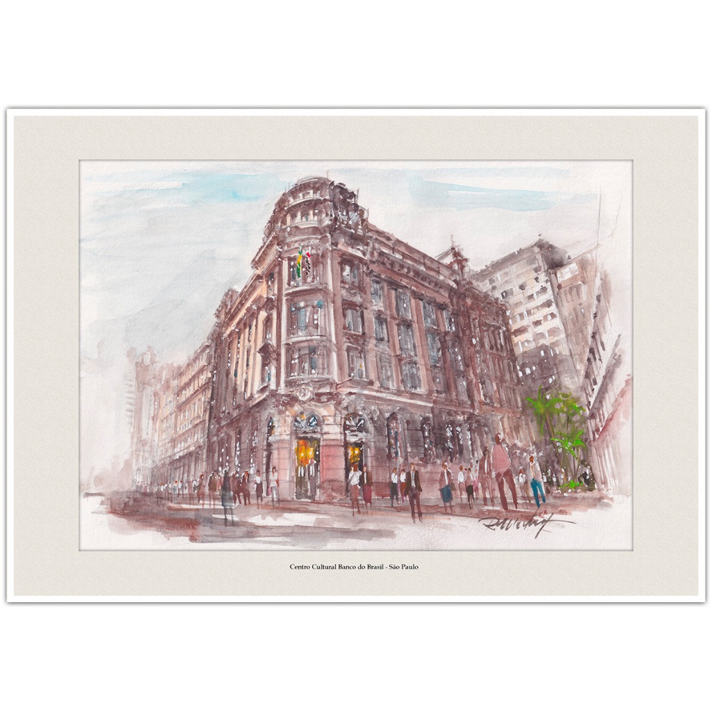 Centro Cultural Banco do Brasil - São Paulo | Arte Aquarela para Quadro Decorativo | Decoração | A4
