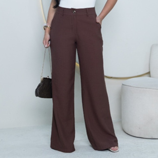 Calça Pantalona Alfaiataria Marrant Sensorial com Bolso, Zíper, Botão e Passantes para Cinto em Oferta na Shopee