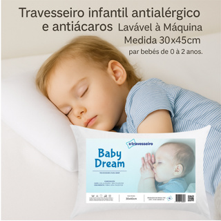 Travesseiro Bebê Antialergico 30x40  Para bebe de 0 á 2 anos Hipoalergênico Branco  Lavável á Maquina - Baby Dream em Oferta na Shopee