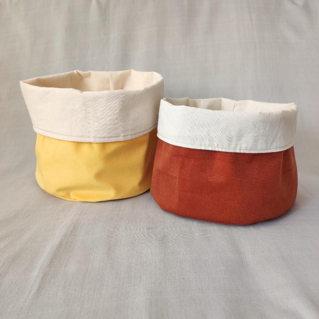 Cachepô Dupla Face Algodão Cru + Suede Colorido (escolha a cor e monte o seu!)